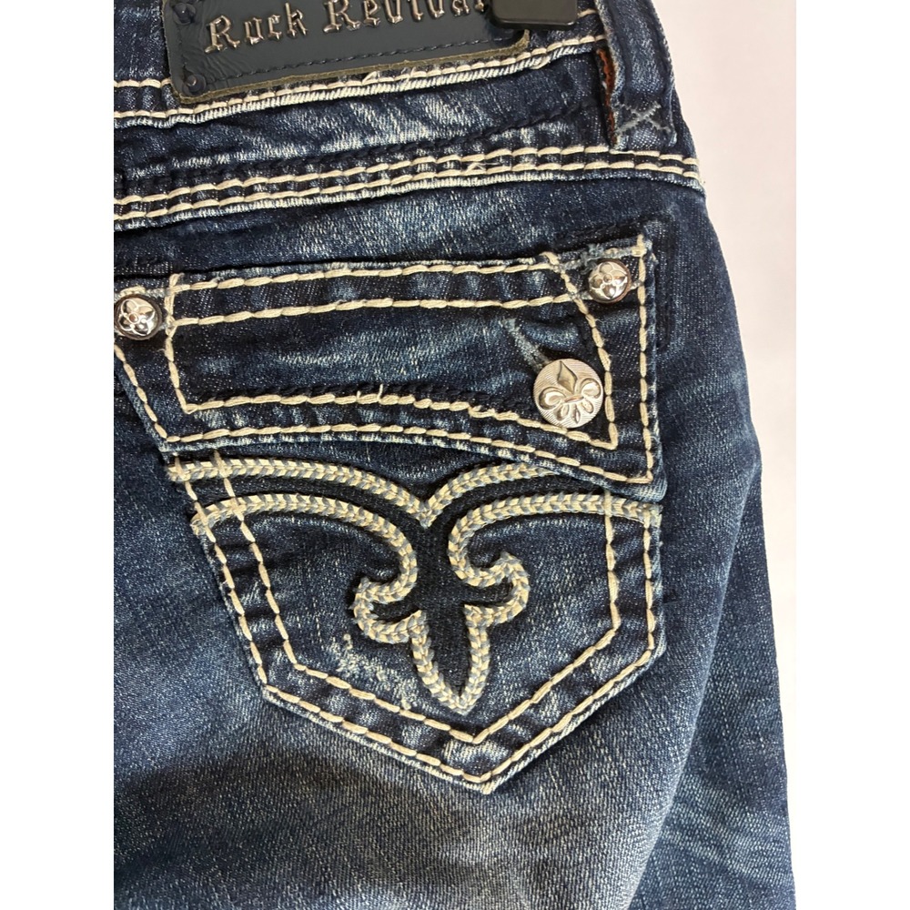 Rock Revival Johanna Capri Jeans Dark Wash Thick Stitch Y2K Denim 27 RJ8250P58 - Picture 9 of 13